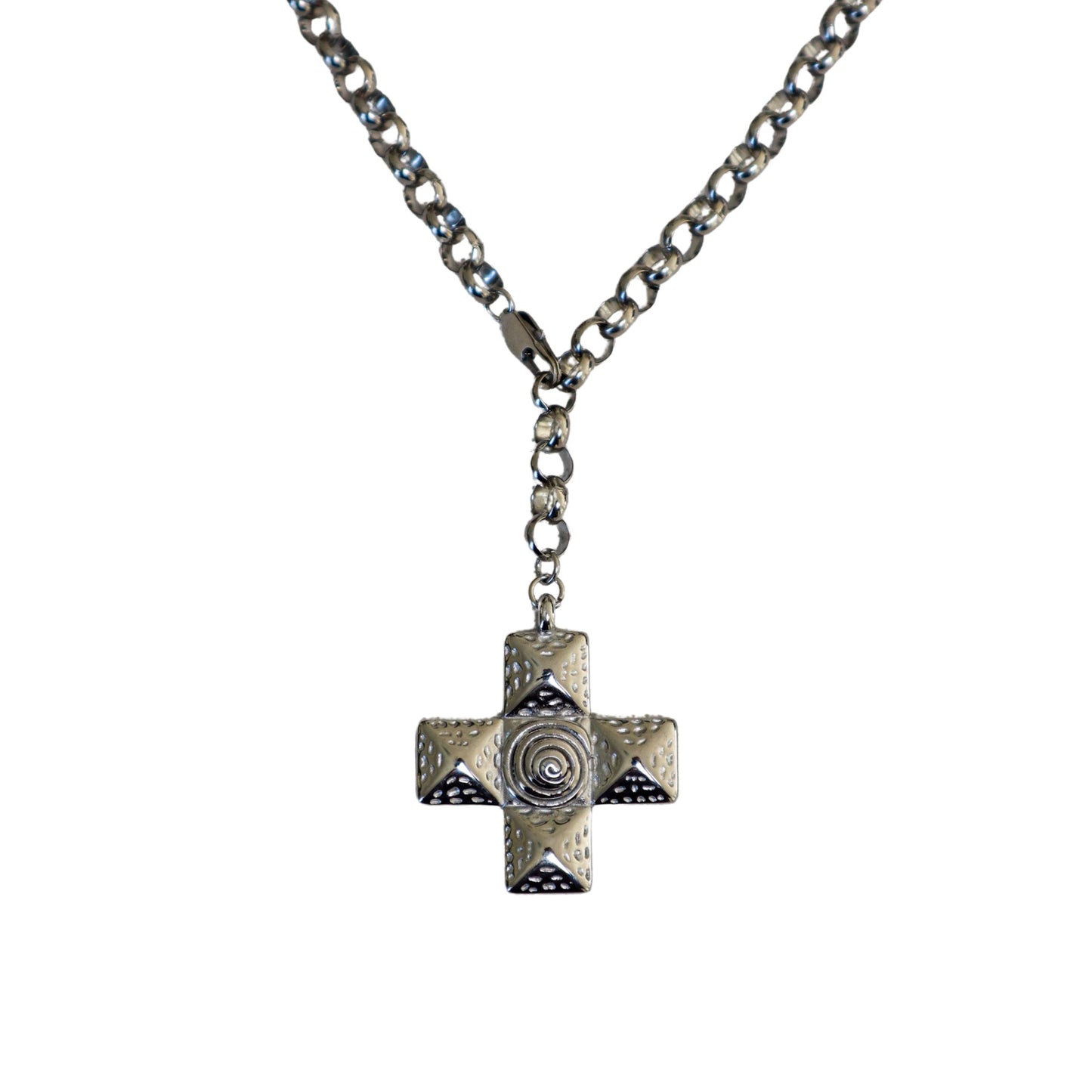 Chunky Swirl Cross Chain - Silver