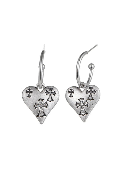 Boucles d'oreilles en forme de cœur chromé