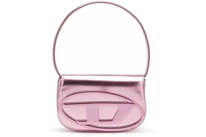 1DR-Iconic DIESEL shoulder bag in Pink mirrored leather