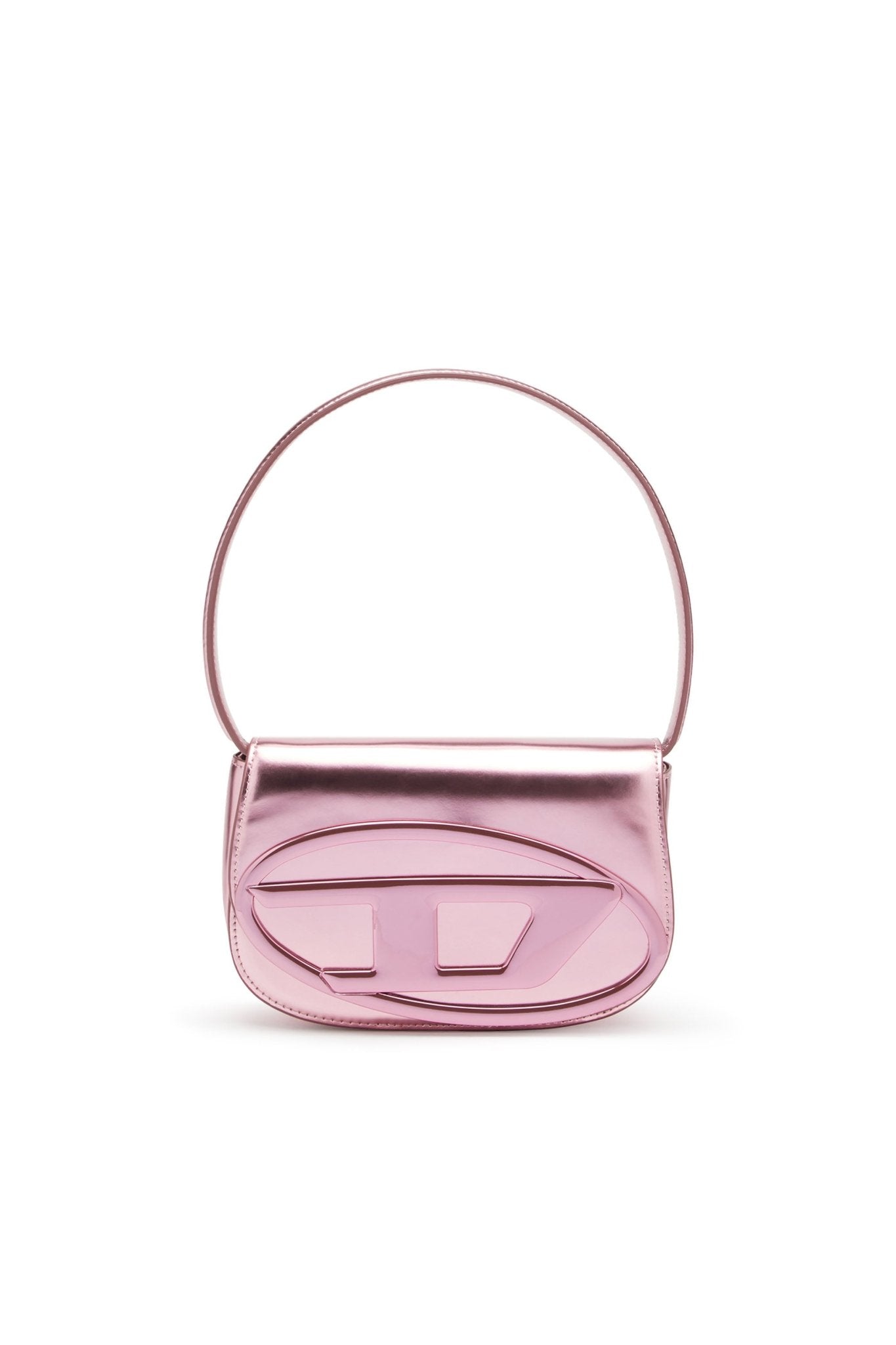 1DR-Iconic DIESEL shoulder bag in Pink mirrored leather