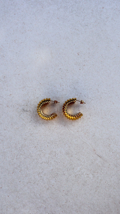 Chunky Grid Hoops - Gold