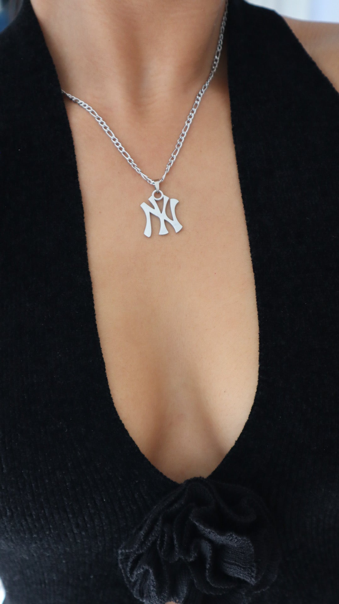 NY Yankee Necklace - Silver