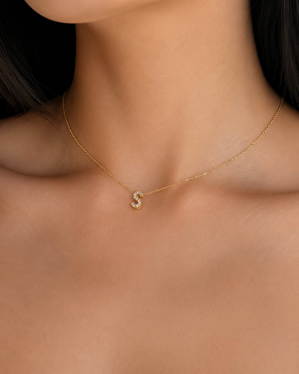 Mini Iced Initial Necklace- Gold-Plated
