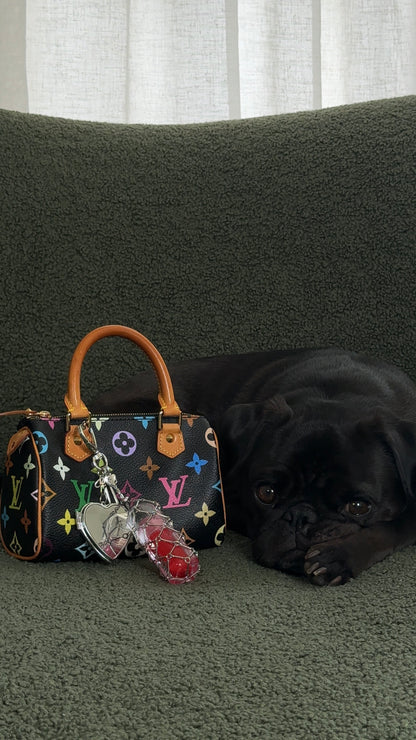 It-Girl Lipstick Holder Bag Charm - Silver Heart