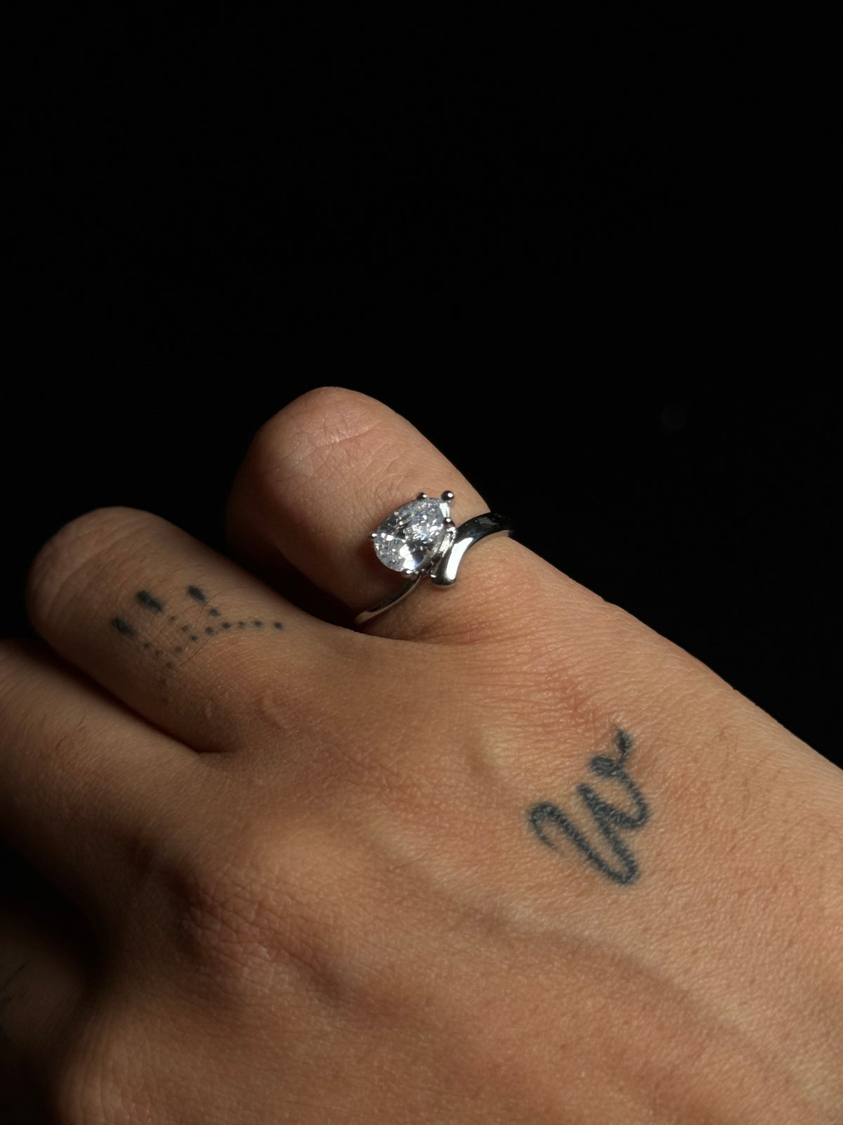 POWER MOVE Pear Cut Pinky Ring - Silver