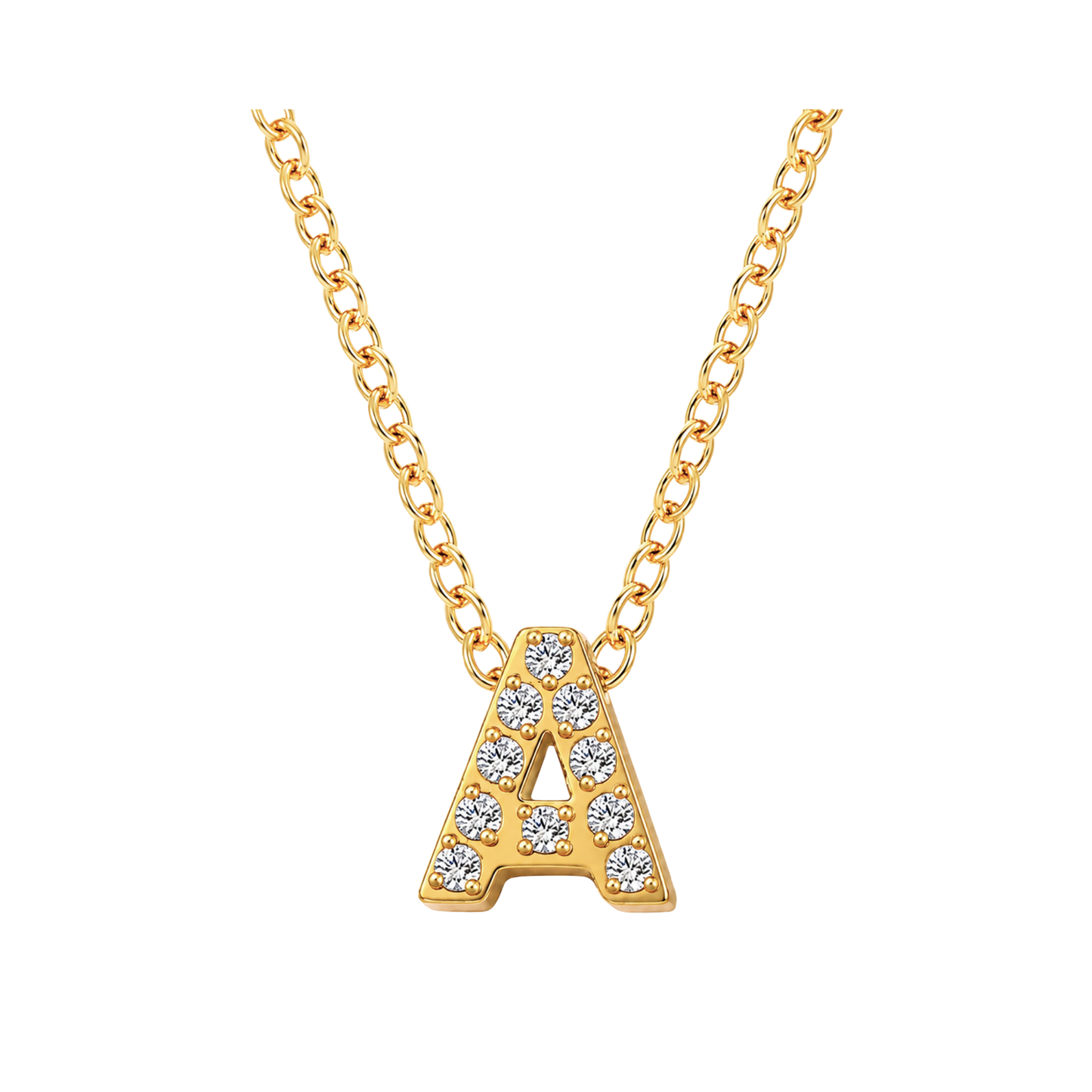 Mini Iced Initial Necklace- Gold-Plated