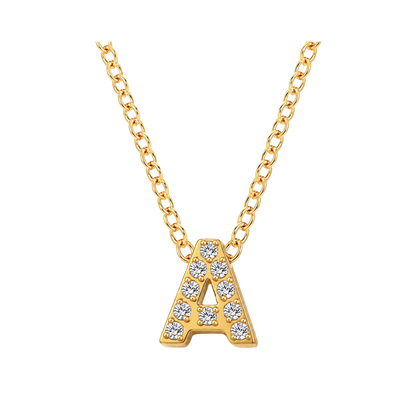 Mini Iced Initial Necklace- Gold-Plated