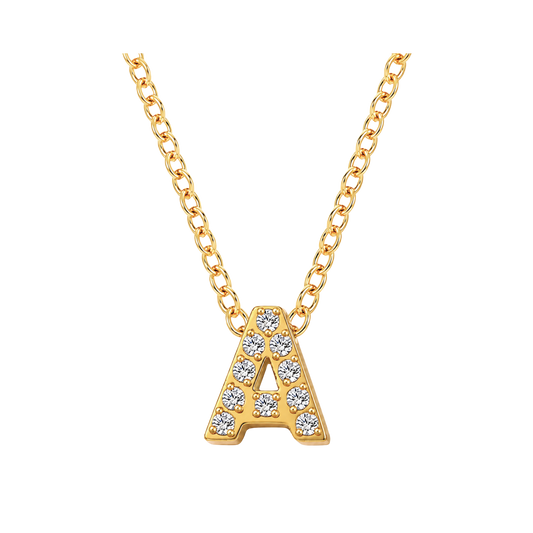 Mini Iced Initial Necklace- Gold-Plated