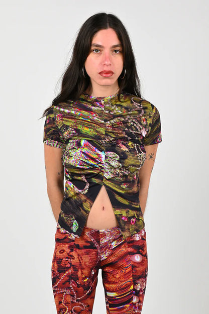 Lucinda Babi Adorn Split Top- Moss Green (XS)