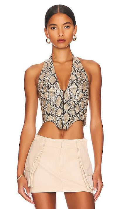 Mara Corset- Beige Python (XS)