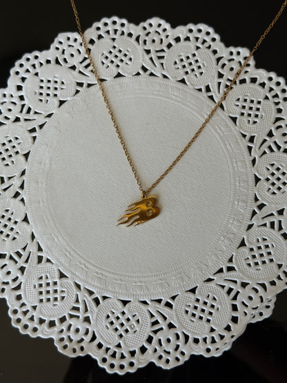 SS47 Flaming B Pendent *WATERPROOF & TARNISH-PROOF*