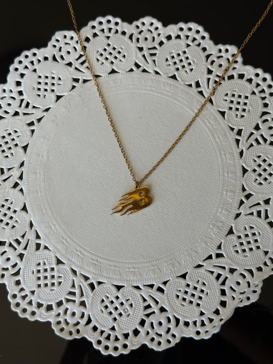 SS47 Flaming B Pendent *WATERPROOF & TARNISH-PROOF*