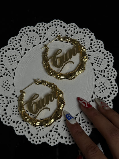 Custom Bamboo Hoops- Gold/Silver