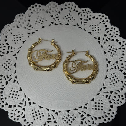 Custom Bamboo Hoops- Gold/Silver
