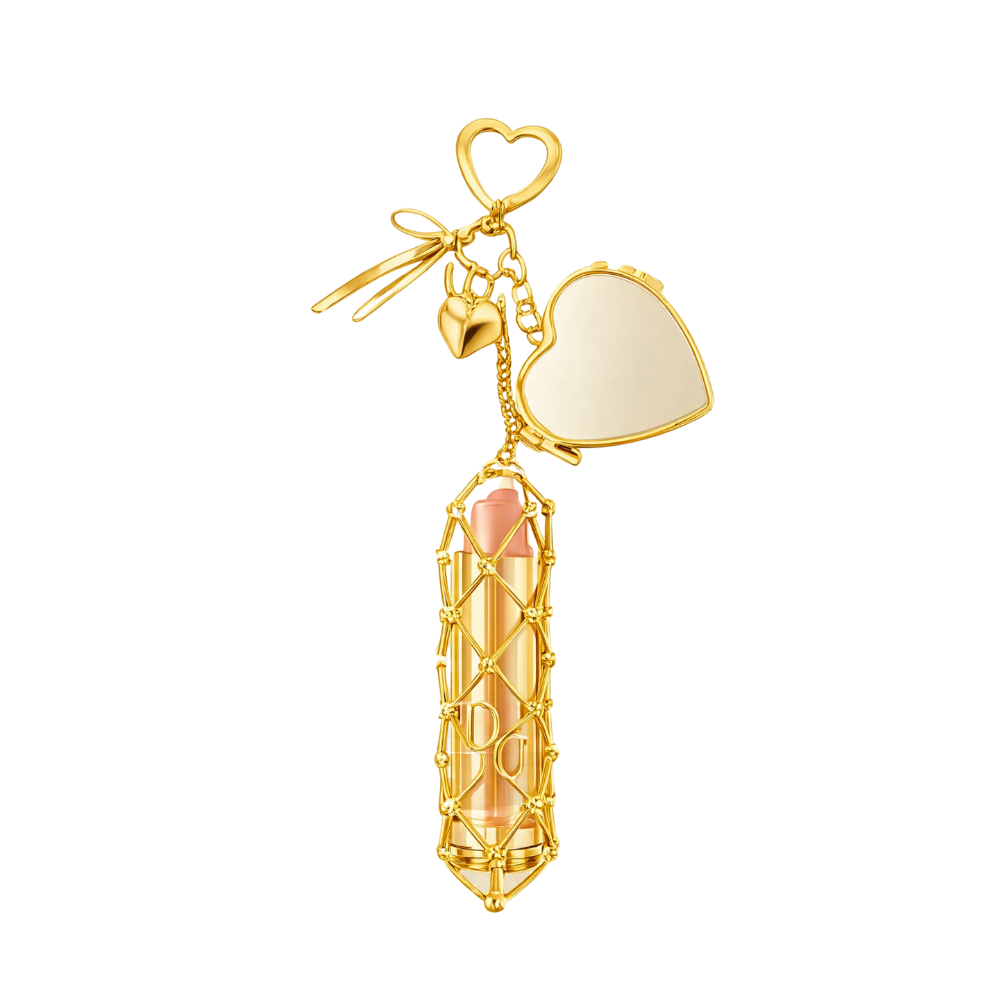 It-Girl Lipstick Holder Bag Charm - Gold Heart