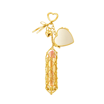 It-Girl Lipstick Holder Bag Charm - Gold Heart