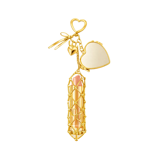 It-Girl Lipstick Holder Bag Charm - Gold Heart