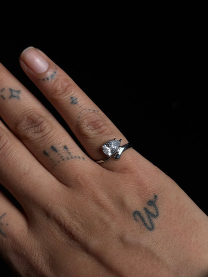 POWER MOVE Pear Cut Pinky Ring - Silver