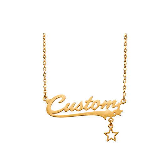Personalised Star Nameplate Necklace - Gold/Silver