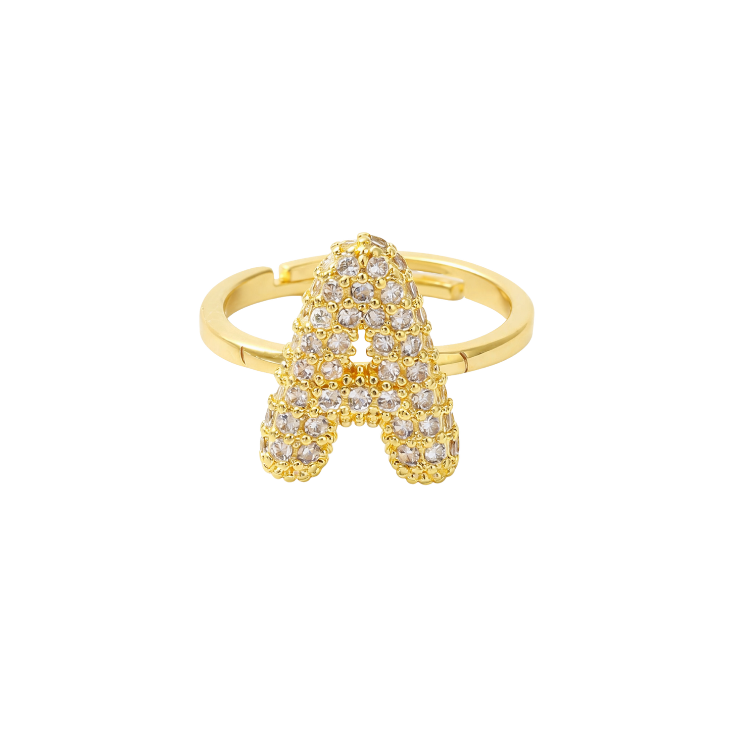 Bubble Initial Ring - 18K Gold-Plated