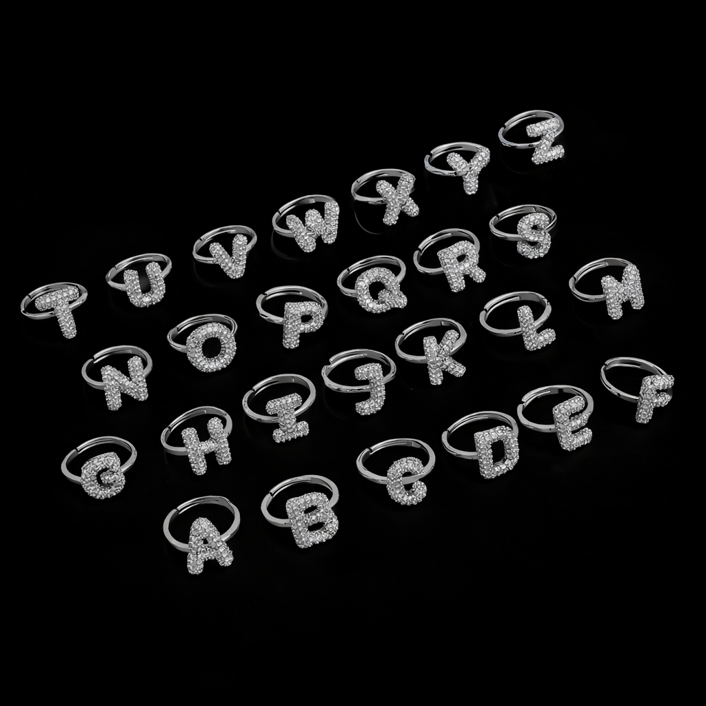 Bubble Initial Ring - Silver