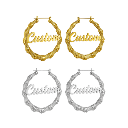 Custom Bamboo Hoops- Gold/Silver