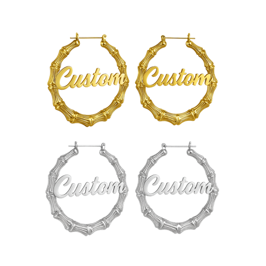 Custom Bamboo Hoops- Gold/Silver