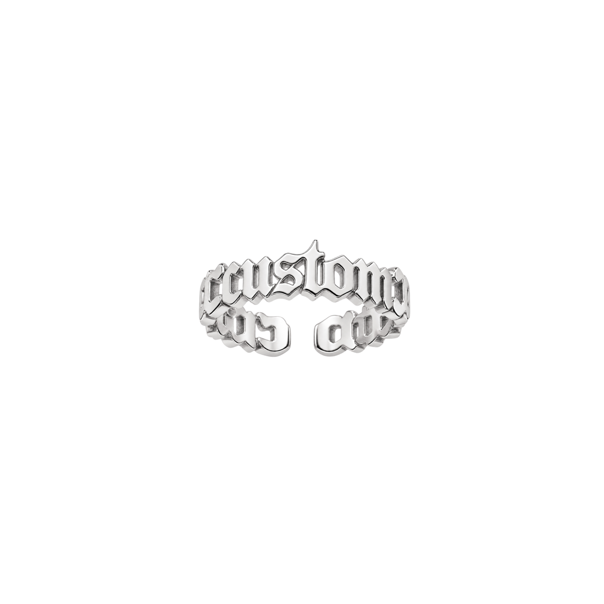 Personalised Custom Old English Name Ring - Silver