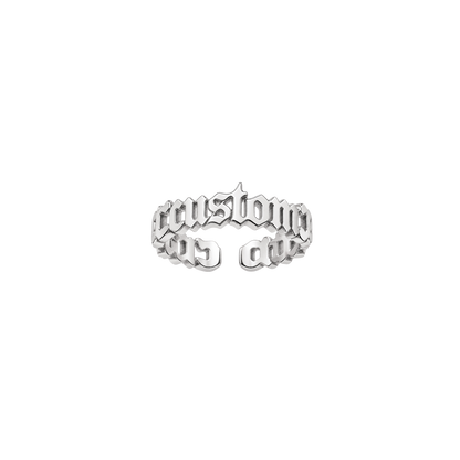 Personalised Custom Old English Name Ring - Silver