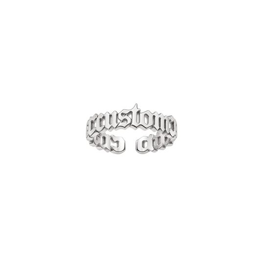 Personalised Custom Old English Name Ring - Silver