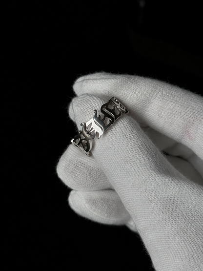 Personalised Custom Old English Name Ring - Silver