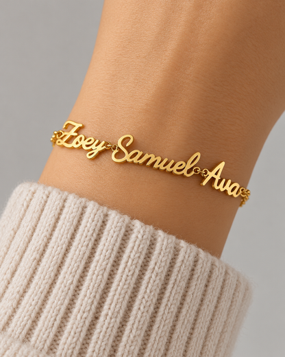 Personalised Multi-Name Bracelet - Gold