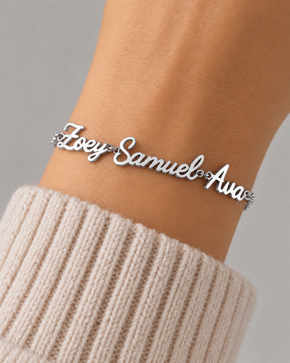 Personalised Multi-Name Bracelet - Silver