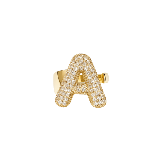 Large Bubble Initial Ring - 18K Gold-Plated