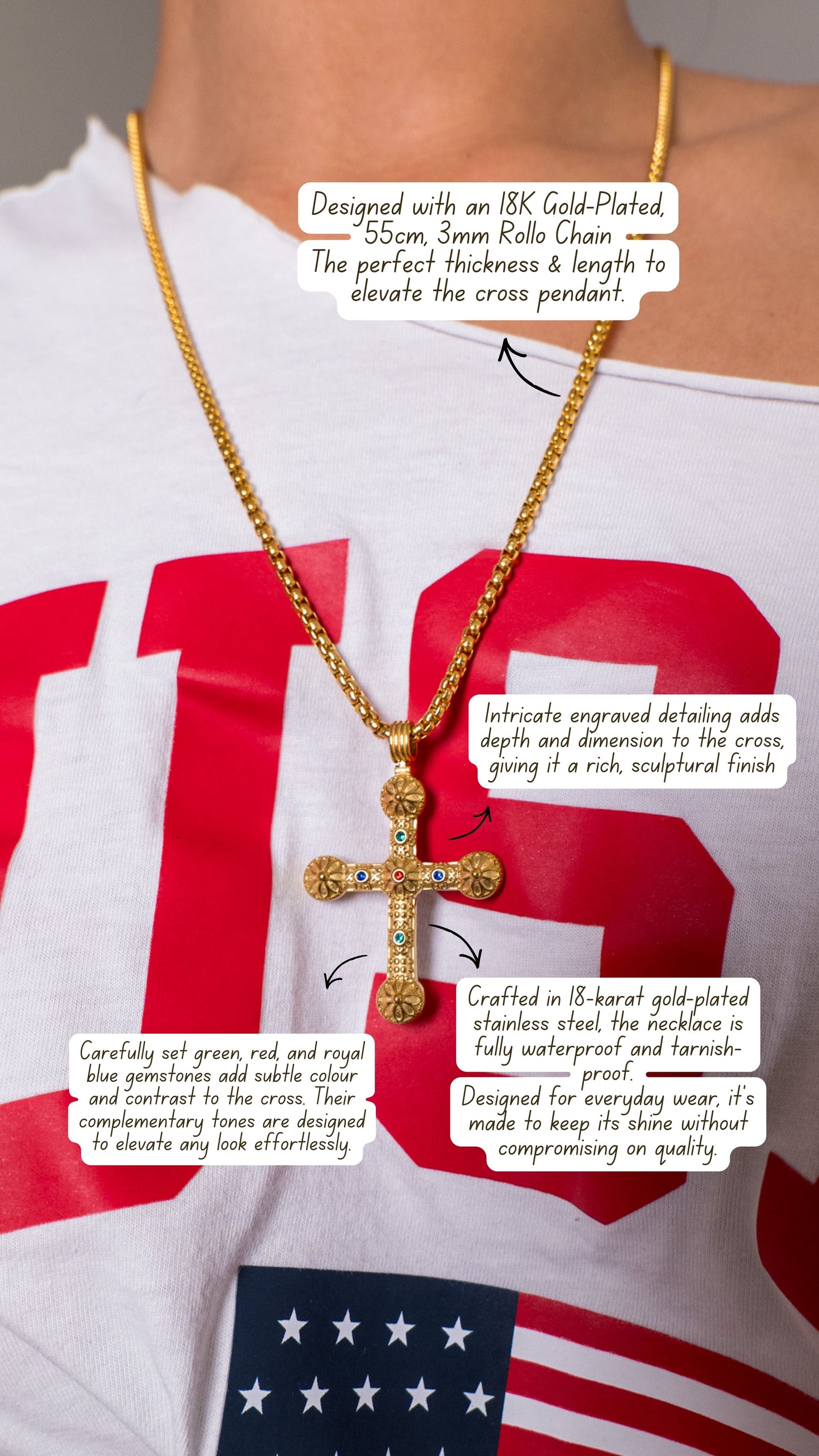 “Take Up Space” Cross Necklace