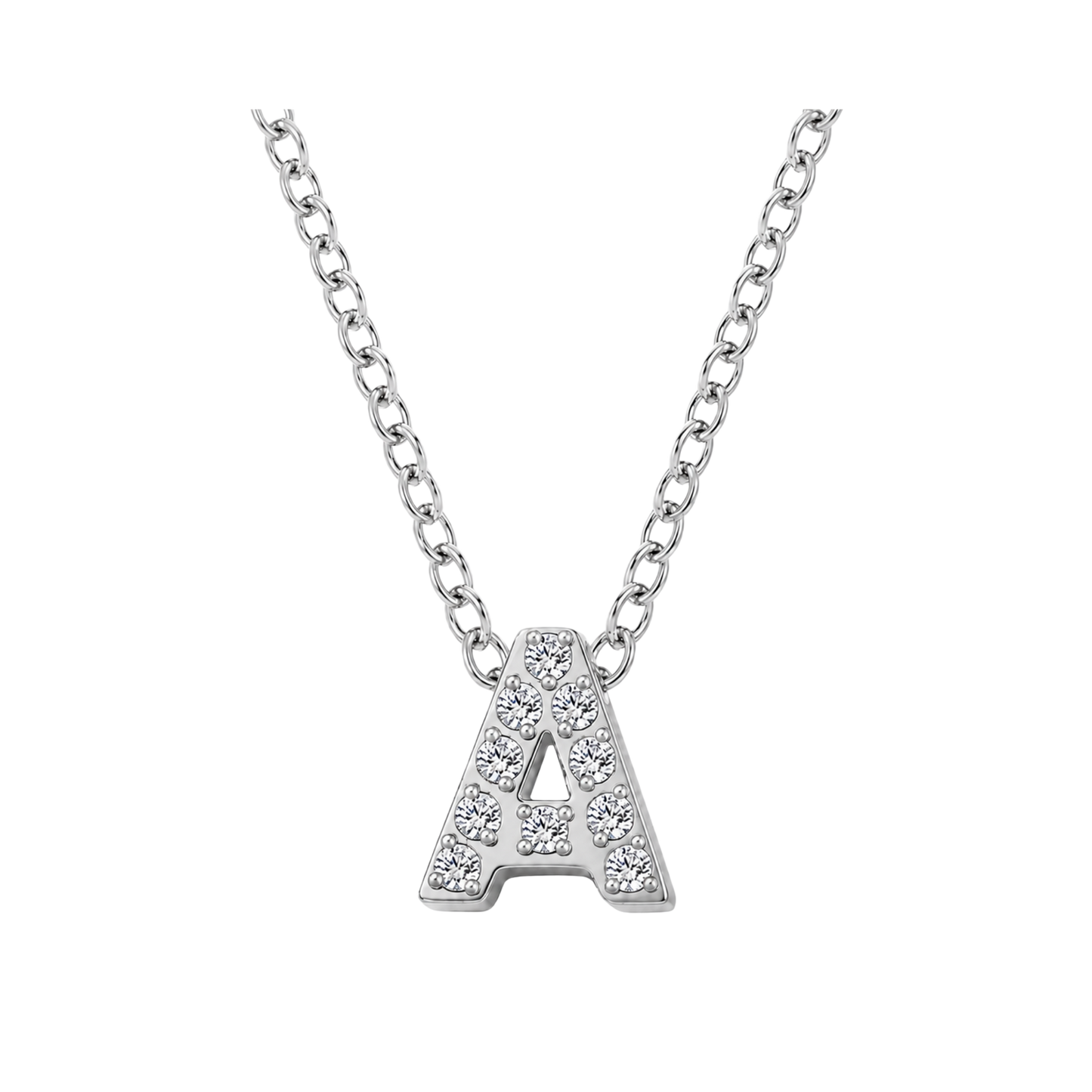 Mini Iced Initial Necklace - Silver