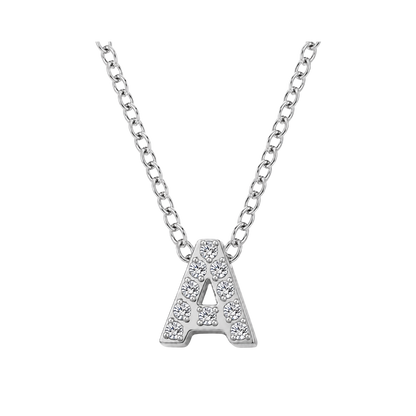 Mini Iced Initial Necklace - Silver
