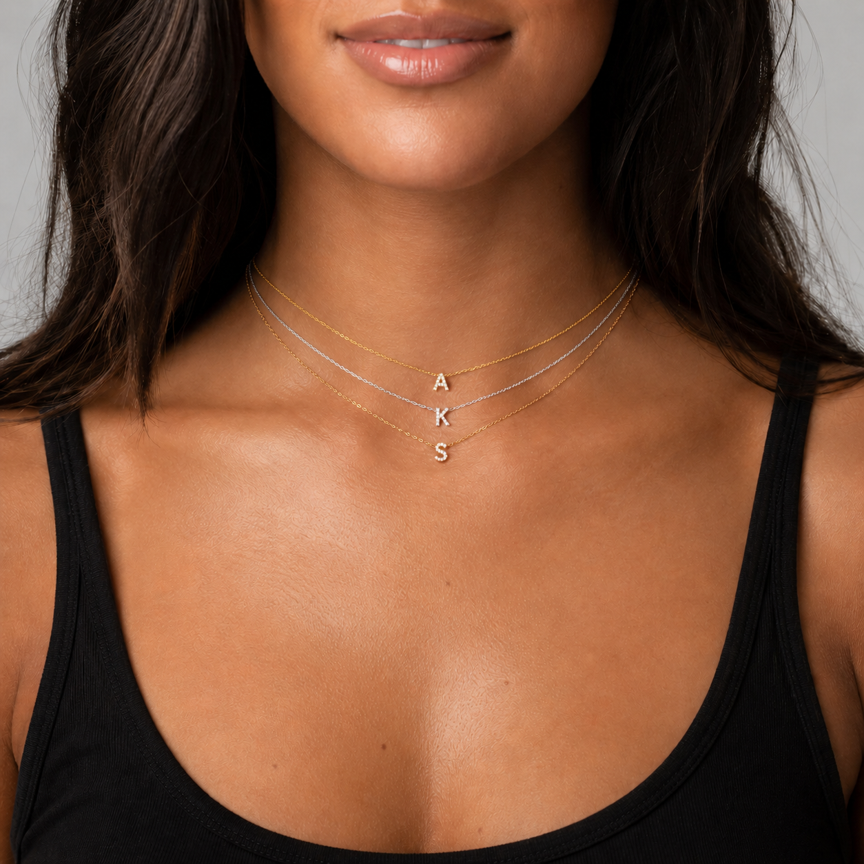 Mini Iced Initial Necklace- Gold-Plated