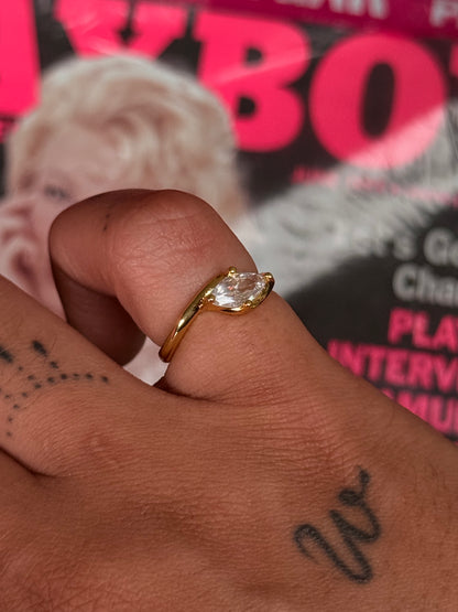 Bague de montre émeraude - Or/Argent