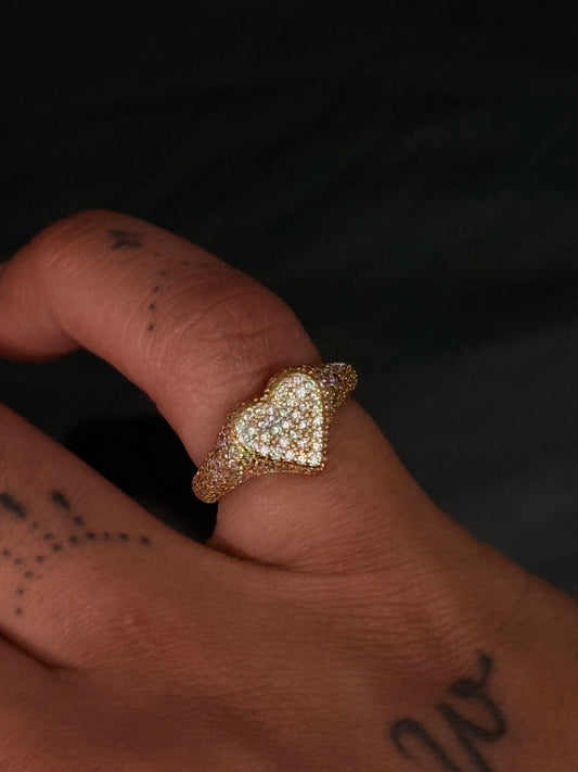SELF MADE Pavé Heart Pinky Ring - Gold