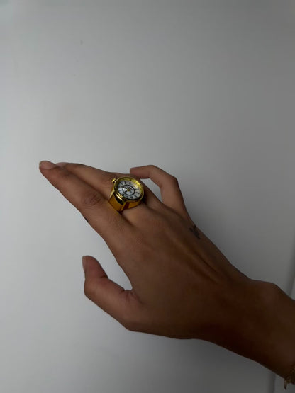 Midnight Pearl Watch Ring - Gold/Silver *WATERPROOF*