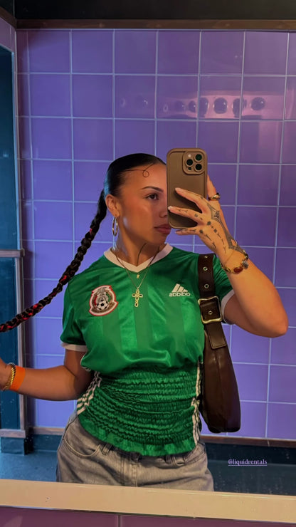 “RECOVERED By M” Mexico Shirred Top (Size XXS & S)