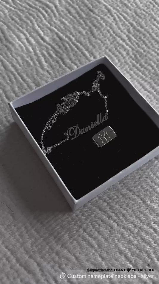 Custom Nameplate Necklace -18K Gold Plated or Silver